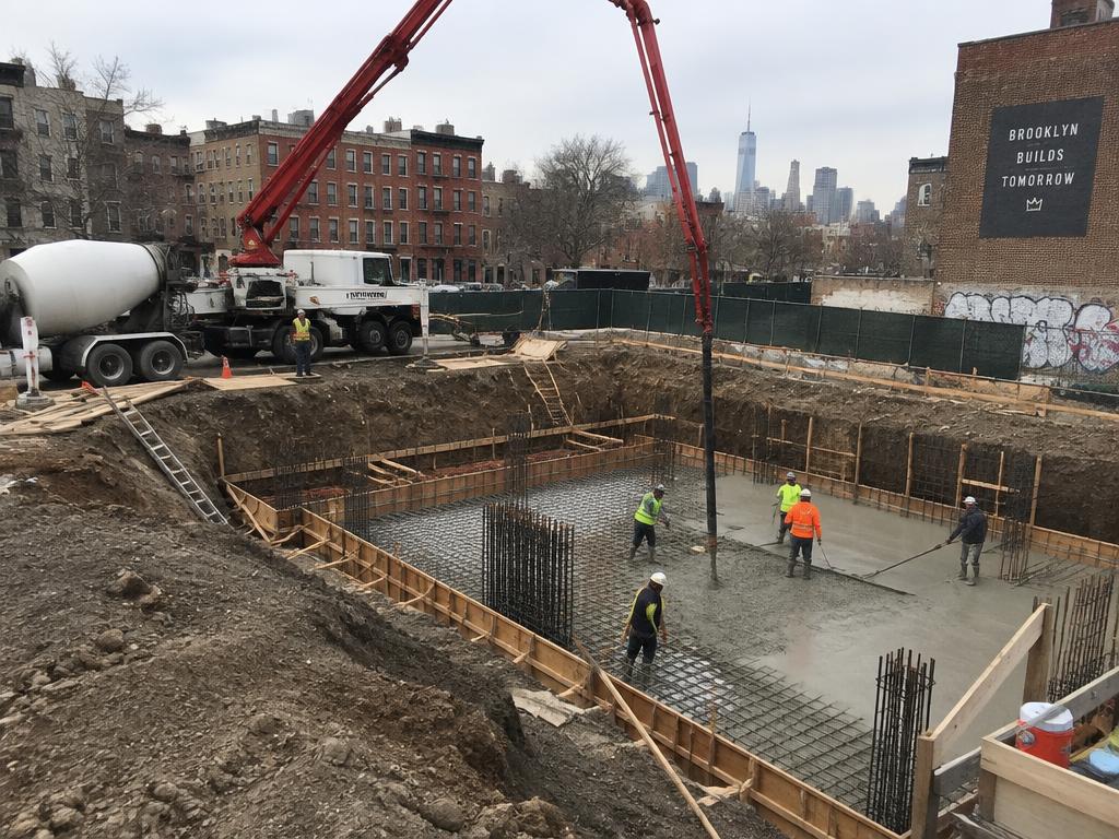 Mat foundation pour, cellar level